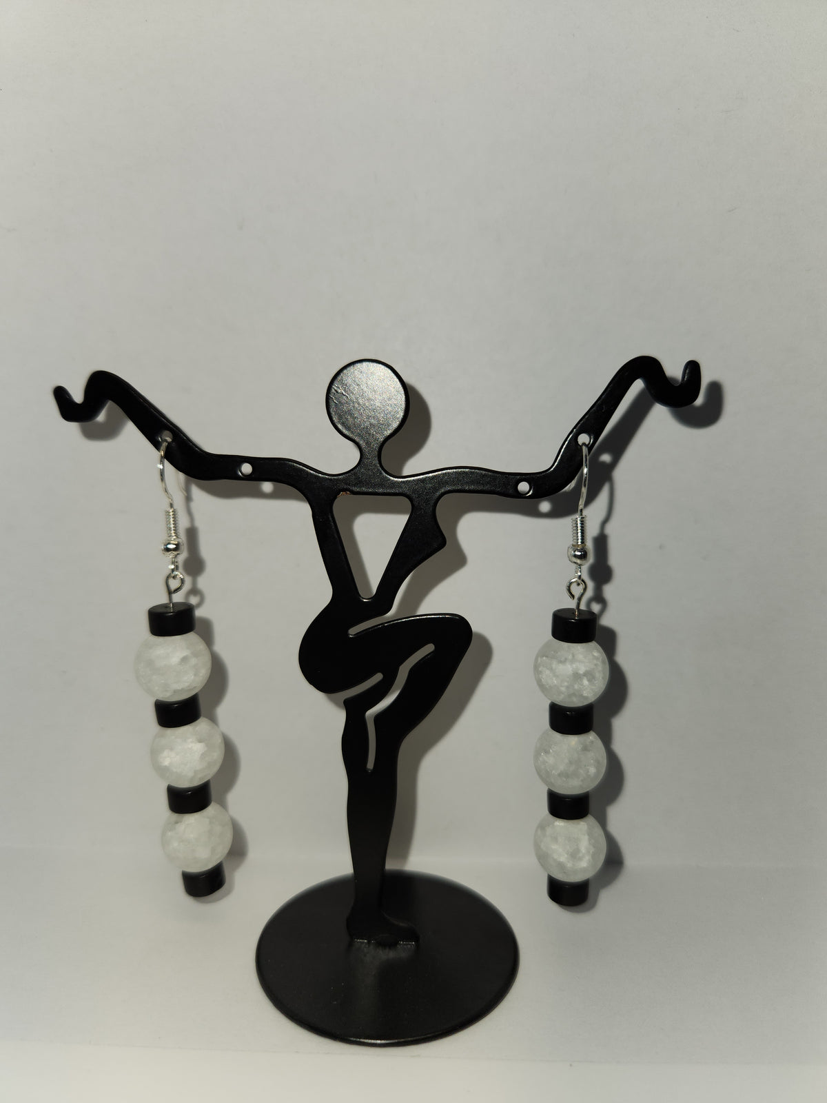 Quartz & Black Jasper Earrings