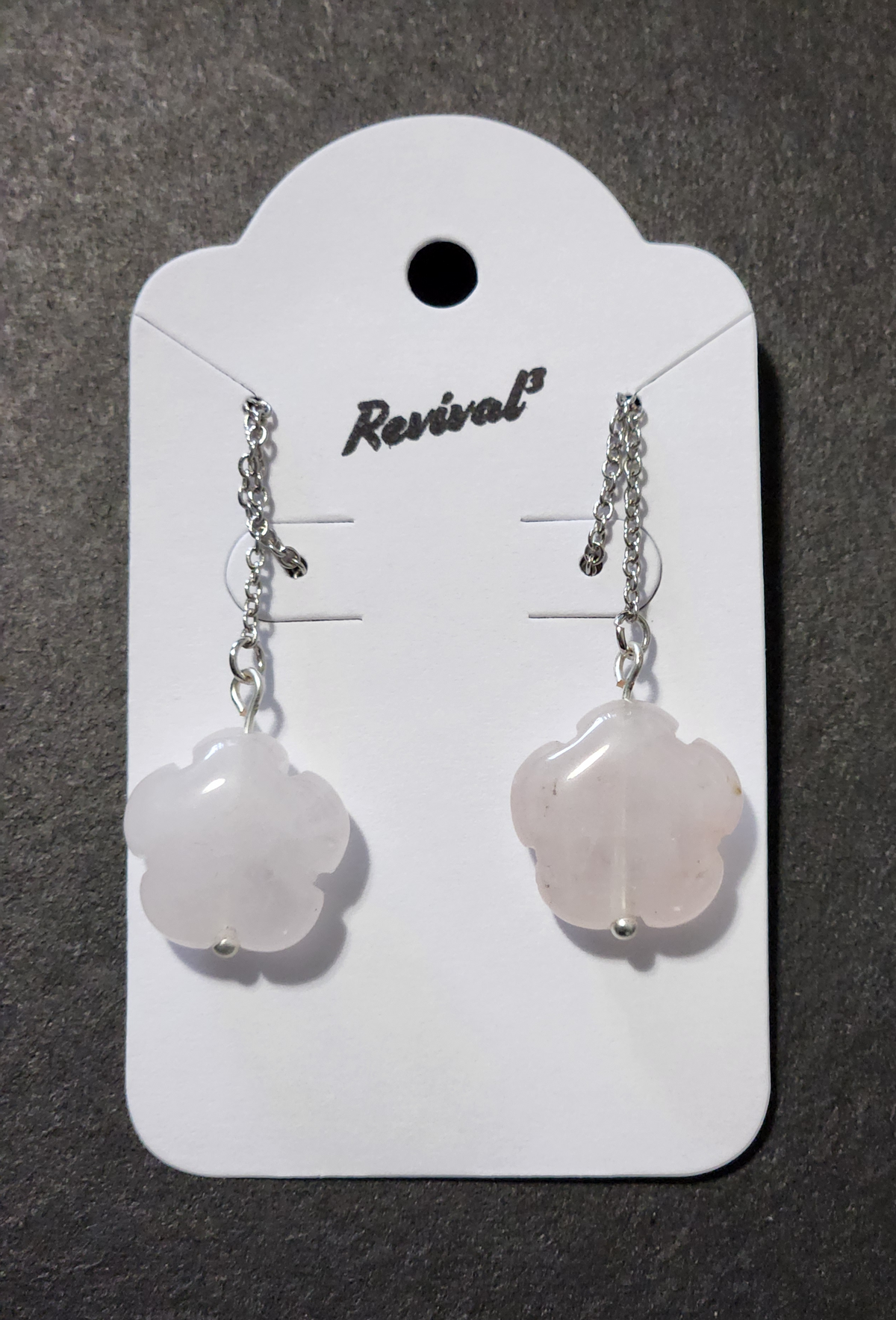 Flower Rose Quartz Threader Earrings